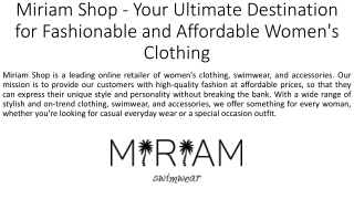 Miriam Shop - Your Ultimate Destination for Fashionable