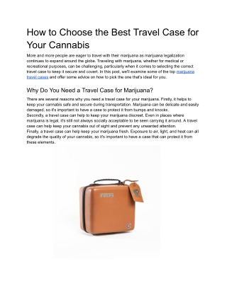 How to Choose the Best Travel Case for Your Cannabis