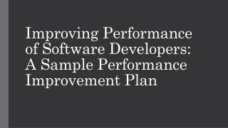 Improving Performance of Software Developers