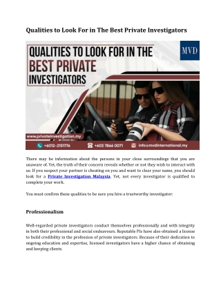 Qualities to Look For in The Best Private Investigators
