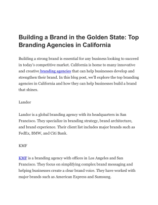 Building a Brand in the Golden State, Top Branding Agencies in California