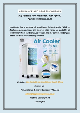 Buy Portable Air Conditioner South Africa Appliancesparesco.co.za