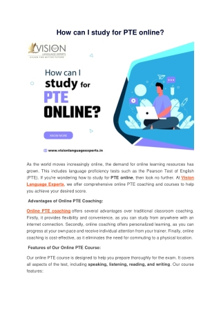 How can I study for PTE online?