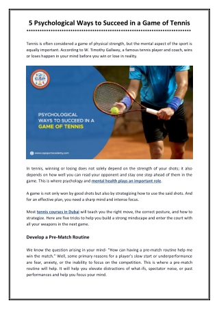 5 Psychological Ways to Succeed in a Game of Tennis
