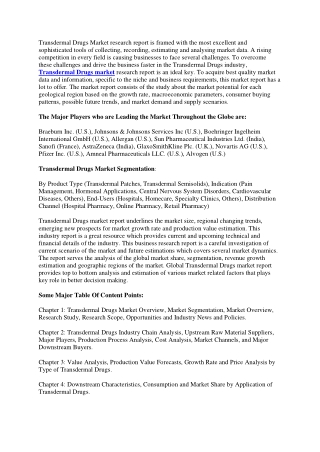 Transdermal Drugs Market