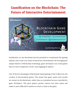 Gamification on the Blockchain: The Future of Interactive Entertainment