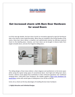 Get increased charm with Barn Door Hardware for wood Doors