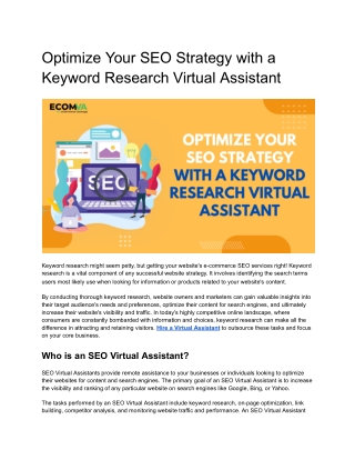 Optimize Your SEO Strategy with a Keyword Research Virtual Assistant