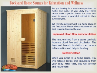 Backyard Home Saunas for Relaxation and Wellness