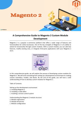 A Comprehensive Guide to Magento 2 Custom Module Development