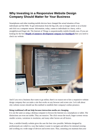 Why Investing in a Responsive Website Design Company Should Matter for Your Business