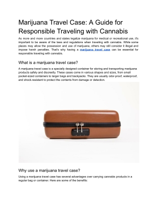 Marijuana Travel Case_ A Guide for Responsible Traveling with Cannabis