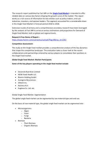 Single Feed Market