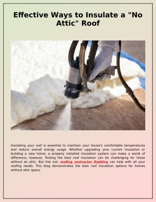 Effective Ways to Insulate a No Attic Roof