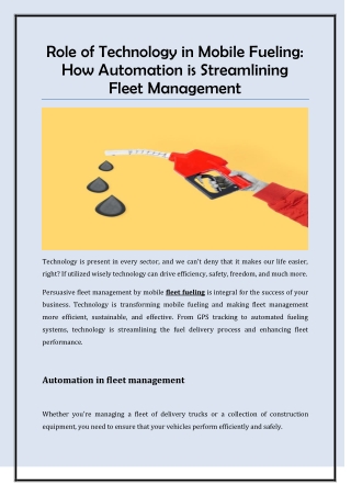 Role of Technology in Mobile Fueling