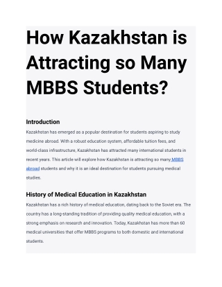 How Kazakhstan is Attracting so Many MBBS Students