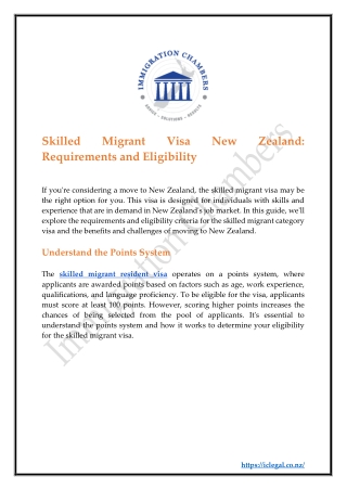 Skilled Migrant Visa New Zealand Requirements and Eligibility