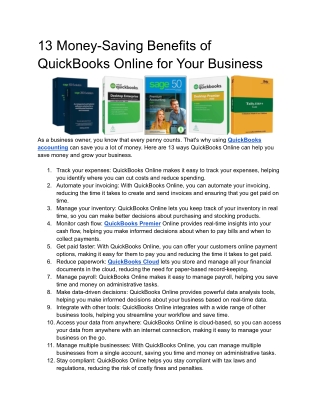 13 Money-Saving Benefits of QuickBooks Online for Your Business