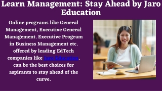 Learn Management Stay Ahead by Jaro Education