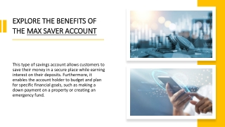 Benefits of the NBF's max saver account