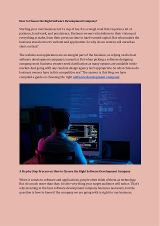 How to Choose the Right Software Development Company