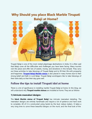 Why Should Black Marble Tirupati Balaji Place at Home?