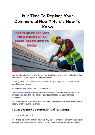 Is It Time To Replace Your Commercial Roof? Here's How To Know