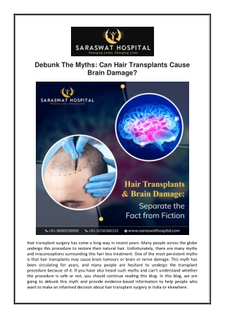 Debunk the Myths: Can Hair Transplants Cause Brain Damage?