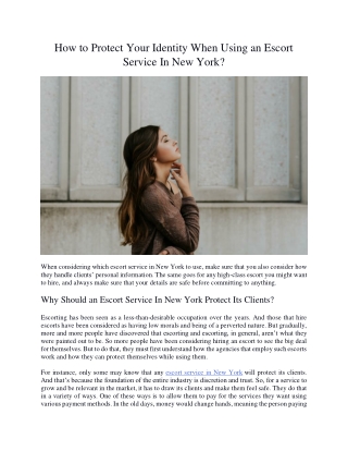 How to Protect Your Identity When Using an Escort Service In New York