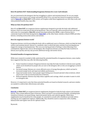 Keto OS and Keto NAT: Understanding Exogenous Ketones for a Low-Carb Lifestyle