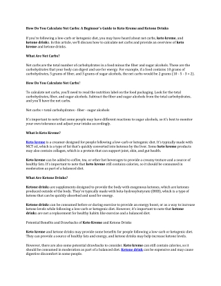 How Do You Calculate Net Carbs: A Beginner's Guide to Keto Kreme and Ketone Drin