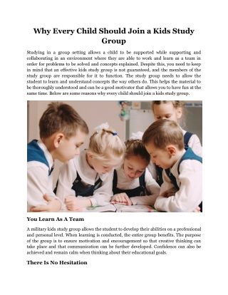 Why Every Child Should Join a Kids Study Group