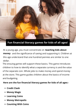 Fun financial literacy games for kids of all ages!