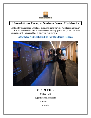 Affordable Secure Hosting for Wordpress Canada  Mobilehost.biz