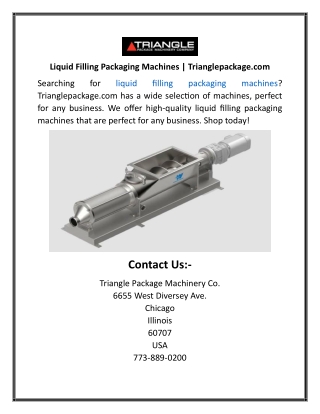 Liquid Filling Packaging Machines Trianglepackage