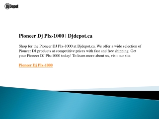 Pioneer Dj Plx-1000  Djdepot.ca