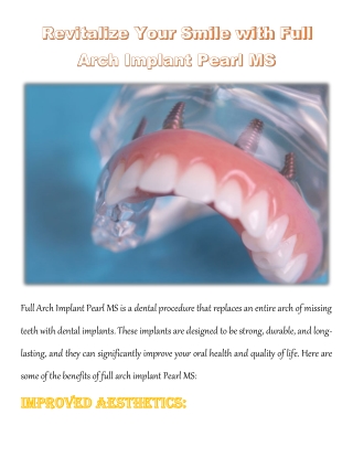 Revitalize Your Smile with Full Arch Implant Pearl MS