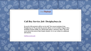 Call Boy Service Job  Desiplayboys.in