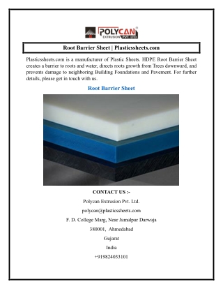 Root Barrier Sheet  Plasticssheets.com