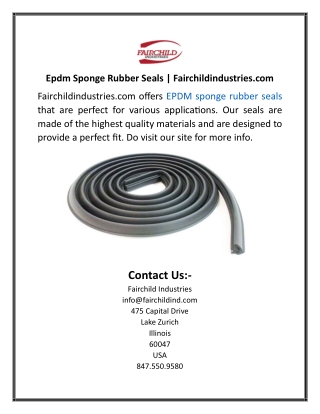 Epdm Sponge Rubber Seals Fairchildindustries