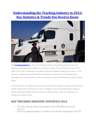 Understanding the Trucking Industry in 2023