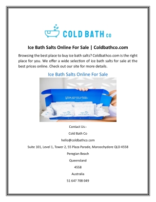 Ice Bath Salts Online For Sale Coldbathco.com