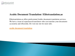 Arabic Document Translation  Elitetranslation.ae