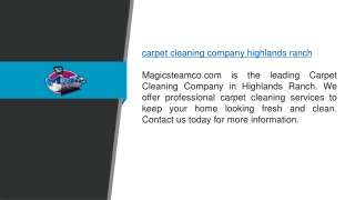 Carpet Cleaning Company Highlands Ranch Magicsteamco.com