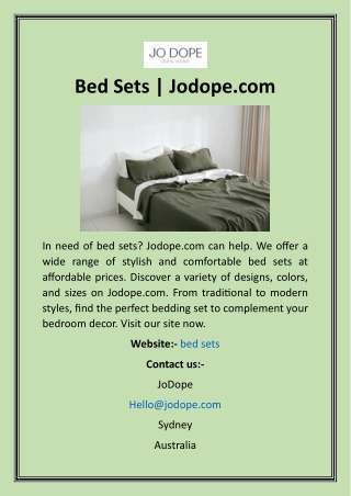 Bed Sets  Jodope