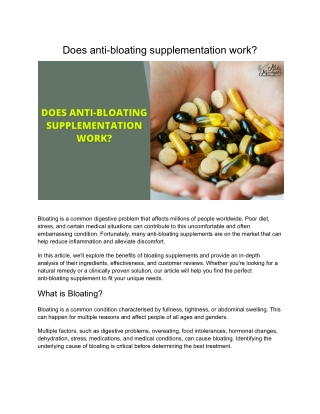 Does anti-bloating supplementation really work