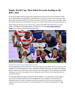 Rugby World Cup: Most lethal forwards heading to the RWC 2023