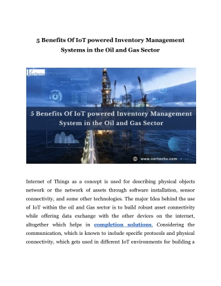 5 Benefits Of IoT powered Inventory Management System in the Oil and Gas Sector