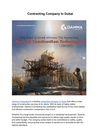 Contracting Company In Dubai | Contracting Company In Dubai