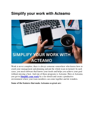 Simplify your work with Acteamo